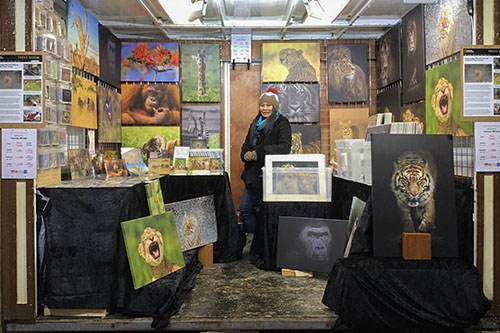 Ashley Vincent's wife, Pupe', standing in their Christmas event chalet at the Nottingham Winter Wonder Wonderland