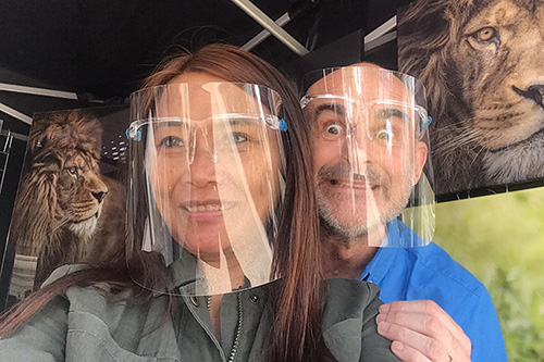 wildlife photographer ashley vincent and his wife at their picture stand during the mid-summer eastbourne event