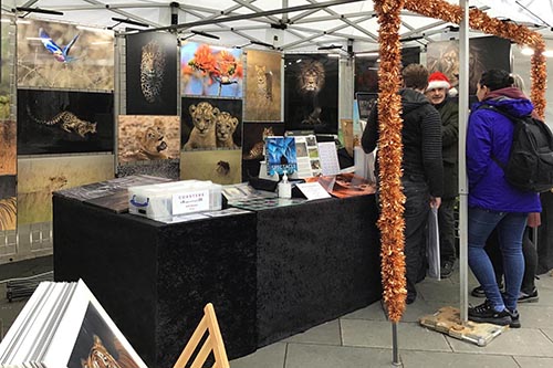 ashley vincent engaging with customers at the Guildford Christmas Market