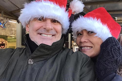 Pupe' and Ashley in front of their chalet at the Henley Christmas Fair